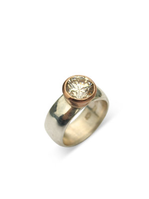 Debra Fallowfield | Creamy Topaz | Gold Rim | 10  mm Band |McATamney Gallery and Design Store | Geraldine NZ